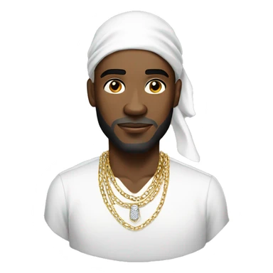 a black rich man wearing a white durag and diamond chains sticker