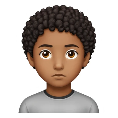 "- Nam
- 10 tuổi
- Da nâu
- Tóc ngắn, đen, xoăn
- mặt nghiêm túc
" sticker