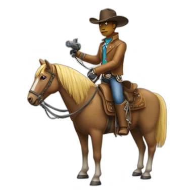 robot cowboy on horse sticker