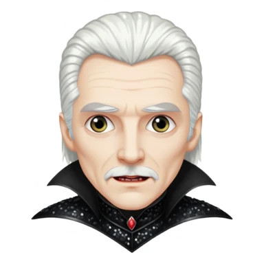 Dracula with white hair, black sequin outfit sticker