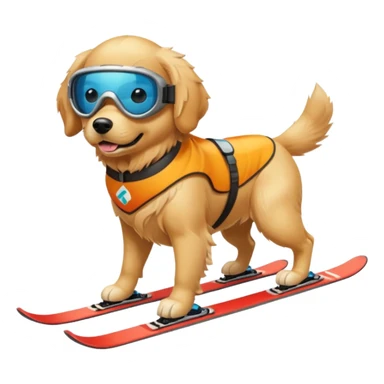 dog skiing  sticker