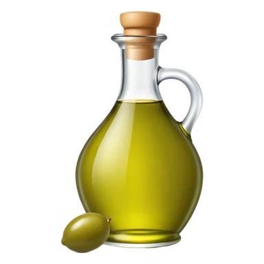 Bottle of olive oil with green olives sticker