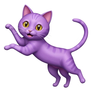 funny purple cat jumping after a fly more thin cat  sticker