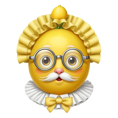 lemon citrus fruit wearing a monocle single eyeglass and Elizabethan Victorian ruffled collar sticker