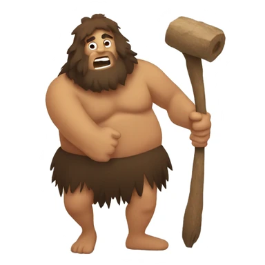 caveman with wooden wheels sticker
