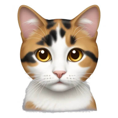 A calico tabby with some white fur under her chin sticker