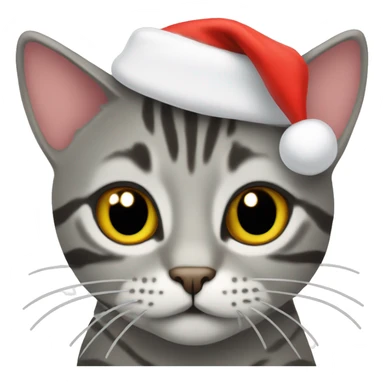 Grey tabby cat in santa hat sticker