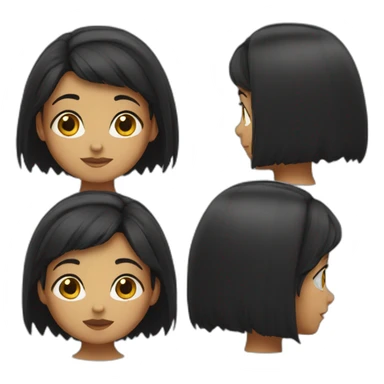 Shy girl  black hair sticker