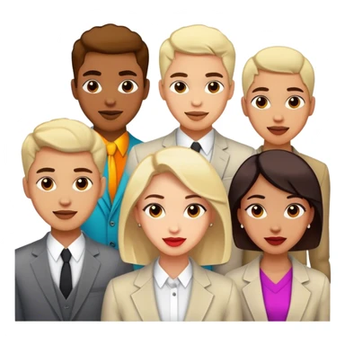 Cinematic Realistic BTS Portrait Emoji, depicted as a dynamic energetic portrayal of the global K-pop group with stylish modern attire and vibrant expressions, rendered with rich textures and bold contemporary lighting that captures their youthful charisma. sticker