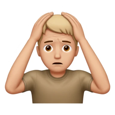 a worried man with the hands over the head sticker