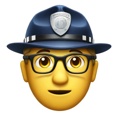 Standard Nerd emoji with a police hat sticker
