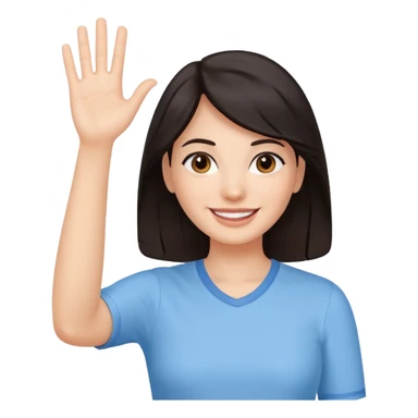 mujer de pelo oscuro saludando hello sticker