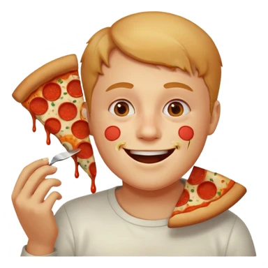 Happy face eating pizza  sticker