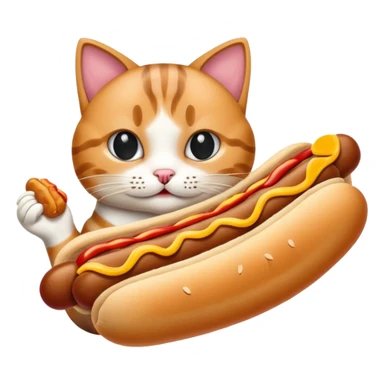 Cat eats hotdog sticker