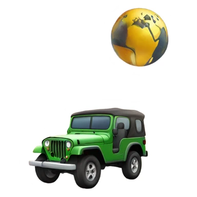 An adventurous jeep on an open road with the globe in the background, conveying the idea of ​​freedom and exploration. sticker