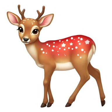 Red asthetic Christmas baby deer sticker