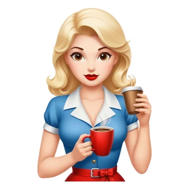 Pinup girl holding coffee sticker