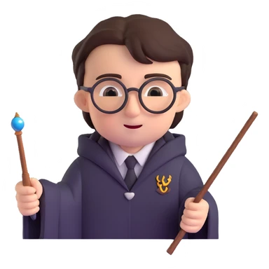 Harry Potter with glasses and wand sticker