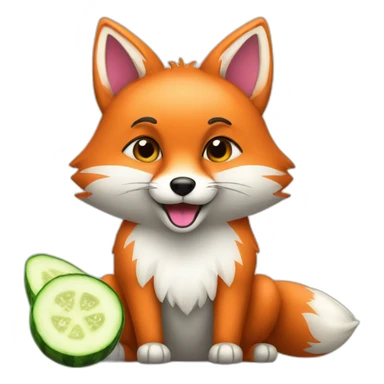 fox and pink cucumber sticker