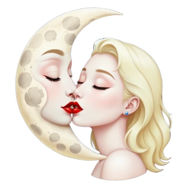 The moon giving a kiss sticker