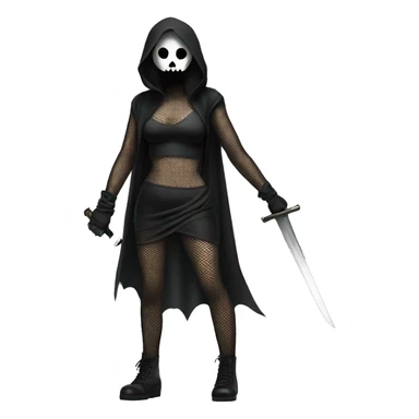 true ghostface in fishnet tights full body holding a sword  sticker