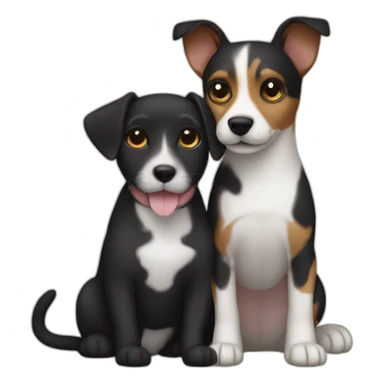 Black tabby cat and brown Jack Russell dog hugging sticker