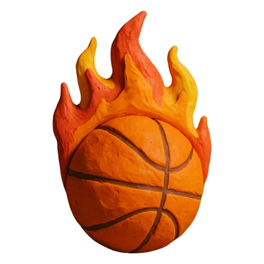 claymation style basketball on fire sticker