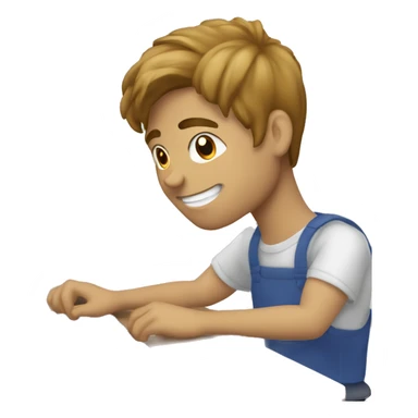 hombre joven de pelo castaño usando su computadora sticker