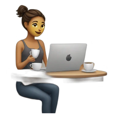 girl+laptop+coffee sticker