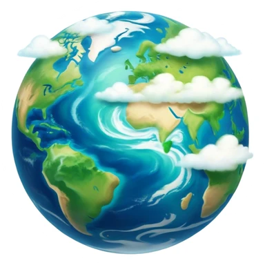 Cinematic Realistic Earth Emoji, depicted with vibrant blue oceans, swirling white clouds, and lush green continents rendered in exquisite detail, high shine, and a soft radiant glow that captures the dynamic, life-sustaining beauty of our home planet. sticker