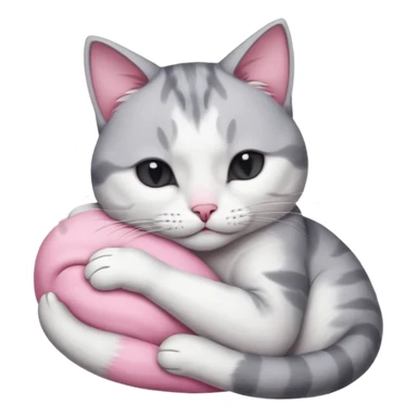 grey and white small cat with its eyes closed lying down leaning on his elbow with his paw curled under his head holding it up sticker