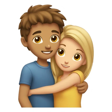 Boy and girl having cuddles  sticker