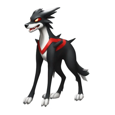 Black Cool Edgy Sergal-Houndoom-Fakémon  with White and Red Edgy markings sticker