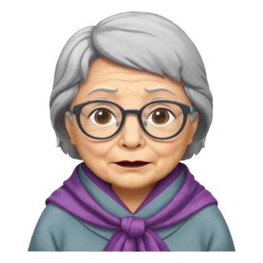 create me a slack emoji of a very old tiger shark, dressed like a grandma, with grey hair and glasses sticker