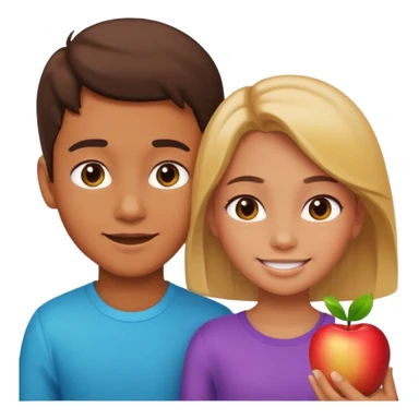 a boy looking at a girl, apple style emoji, girl smiling sticker