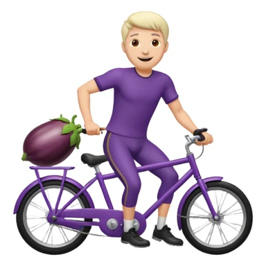 Guy riding a eggplant like a bike emoji sticker