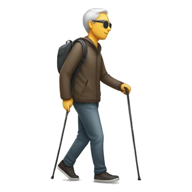 blind person walking with cane sticker