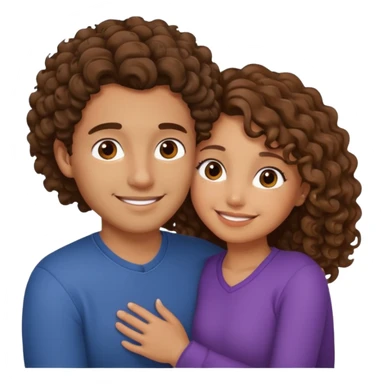 Girl cuddle with guy that have curly brown hair  sticker