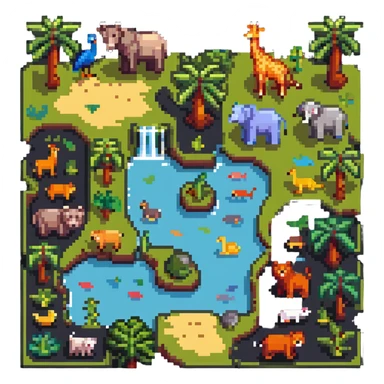 zoo map with animal habitats sticker