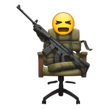 CT from csgo with ak-47 sitting on chair sticker
