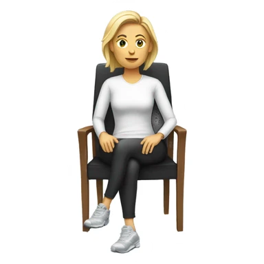 white woman in sport sitting down on a chair  sticker