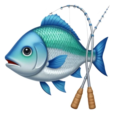 poisson avec canne à pêche sticker