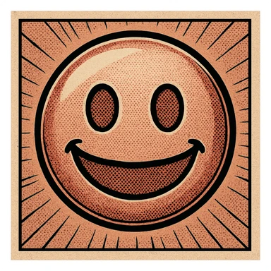 rose gold emoji, old school comic book style, halftone texture sticker