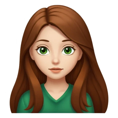 girl with long brown hair and almond-shaped dark green eyes sticker