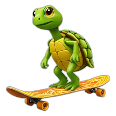 Turte riding a scateboard sticker