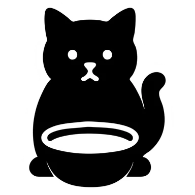 solid filled icon of a cat with a bowl of milk sticker