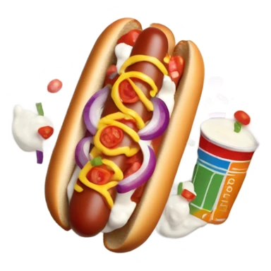 Hotdog eating yogurt sticker