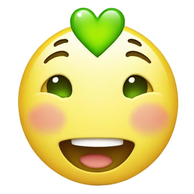 happiness face with green heart sticker