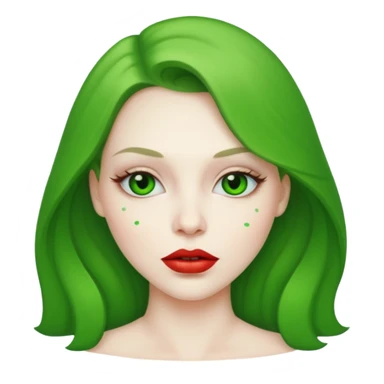 woman with green colored lips sticker