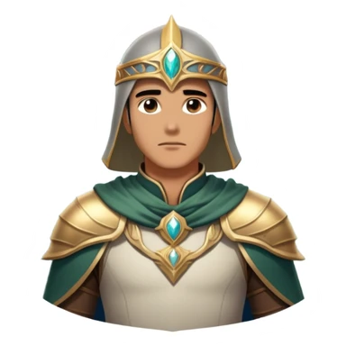 An icon featuring a hero with a closed visor, standing in a majestic, mystical landscape, inspired by RPGs like Elden Ring. The design includes a stunning, ethereal background with towering castles and distant mountains, symbolizing the adventure and mystery. Transparent background sticker